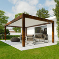 Pergola bioclimatique autoportante motorisée aluminium  4 x 6 m coloris rouille lames blanches avec LED