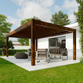 Pergola bioclimatique autoportante motorisée aluminium 4 x 6 m coloris rouille avec LED