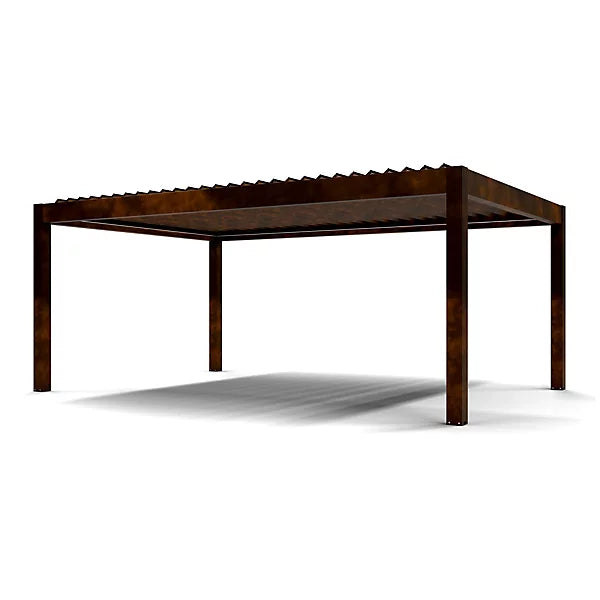 Pergola bioclimatique autoportante motorisée aluminium 4 x 6 m coloris rouille avec LED
