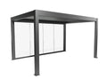 Paroi coulissante latérale pour pergola bioclimatique en verre, gris quartz 3m