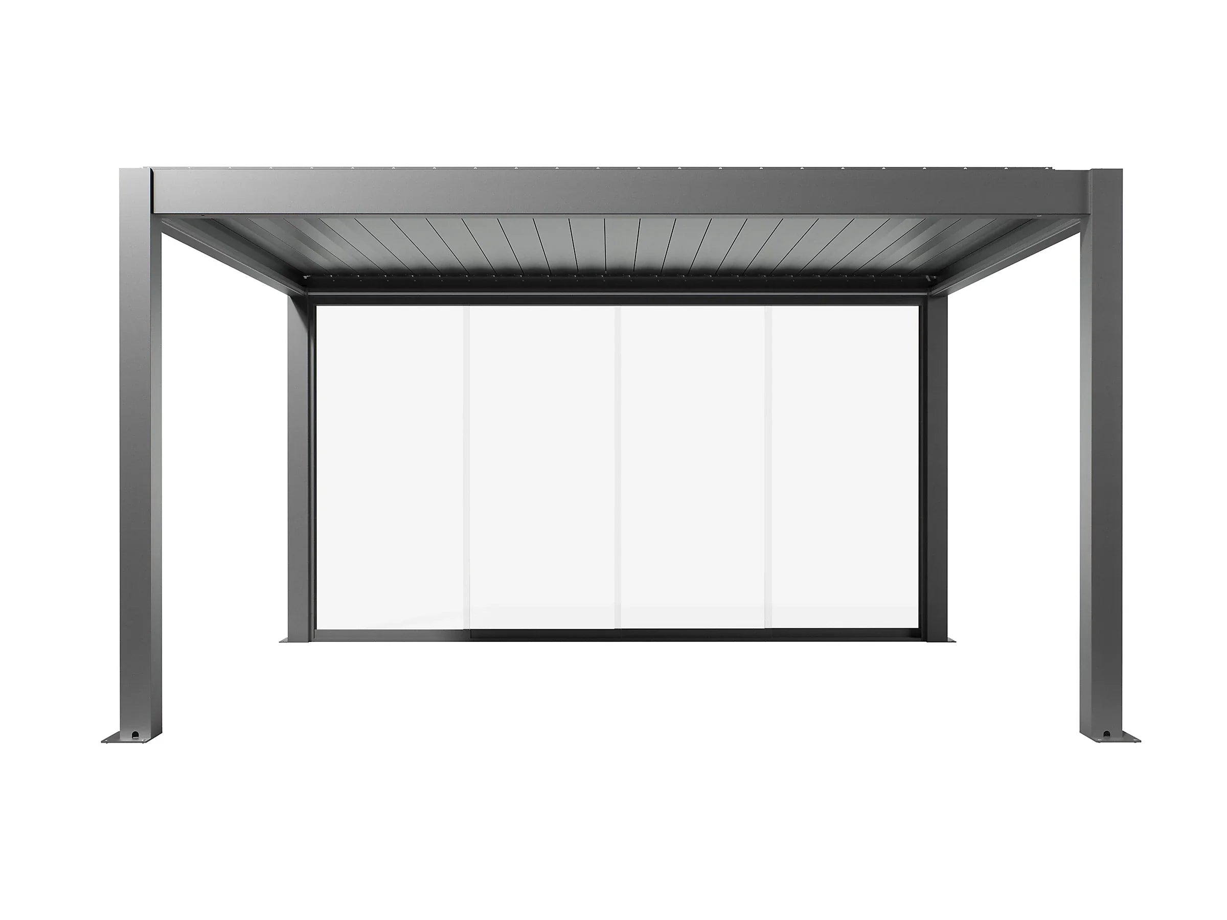 Paroi coulissante latérale pour pergola bioclimatique en verre, gris quartz 3m