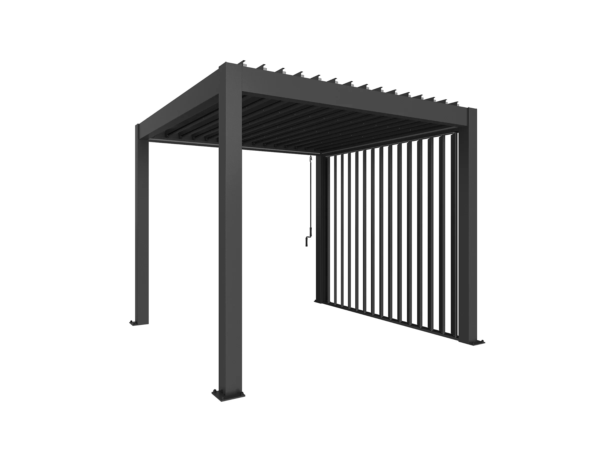 Paroi latérale à lamelles pour pergola 3m gris