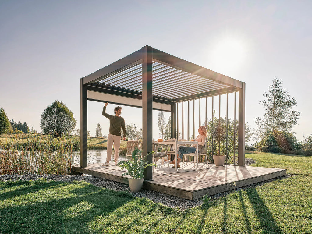 Paroi latérale à lamelles pour pergola 3m gris