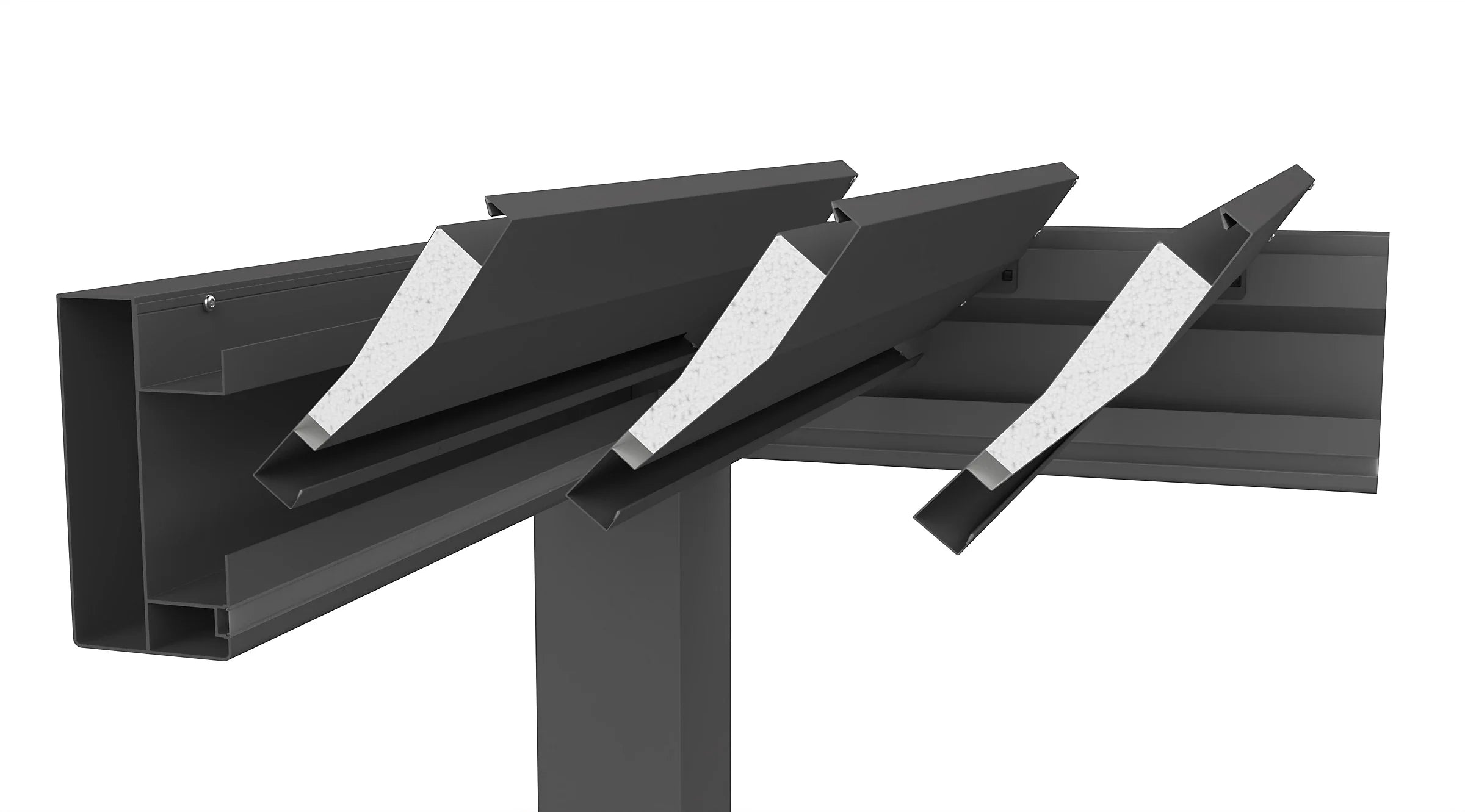 Pergola bioclimatique autoportée aluminium gris métallique toit en argent Biohort 4 x 3 m
