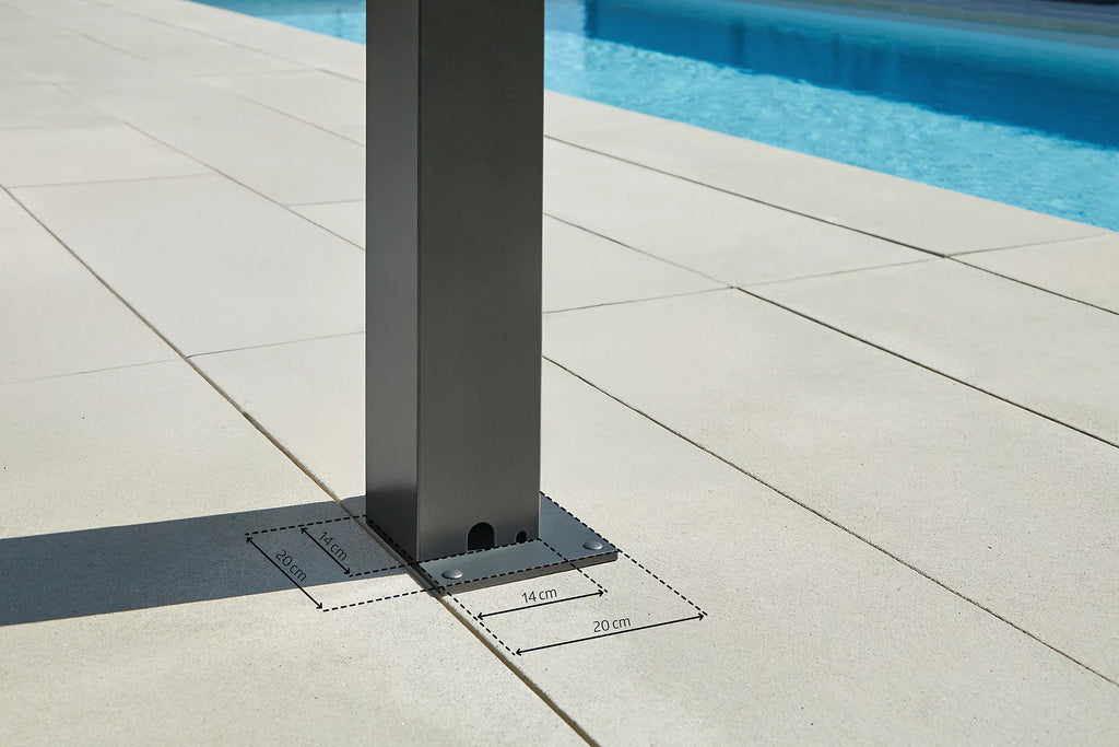 Pergola bioclimatique autoportée aluminium gris métallique toit en argent Biohort 4 x 3 m