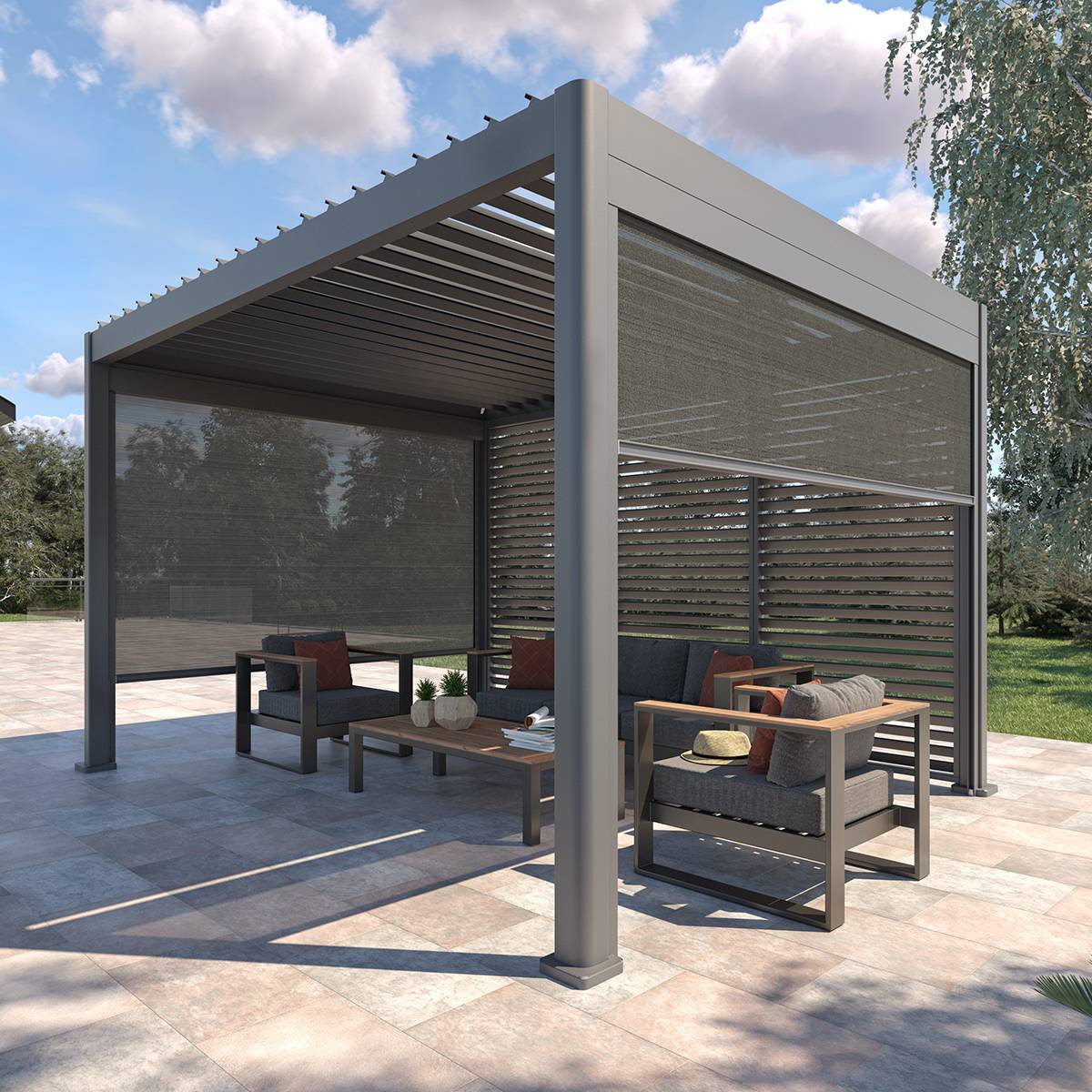 Pergola bioclimatique EVORA Graphite 4 x 3 m