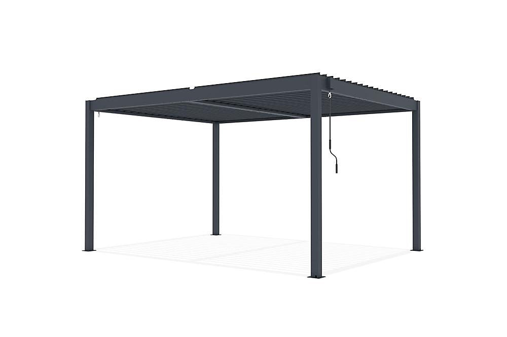 Pergola bioclimatique autoportée 4x3m aluminium gris - Lames orientables