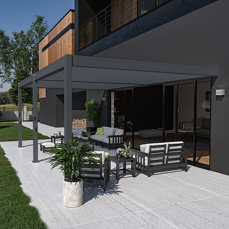 Pergola bioclimatique Ombréa VS adossée 4x6M - V2 - Anthracite