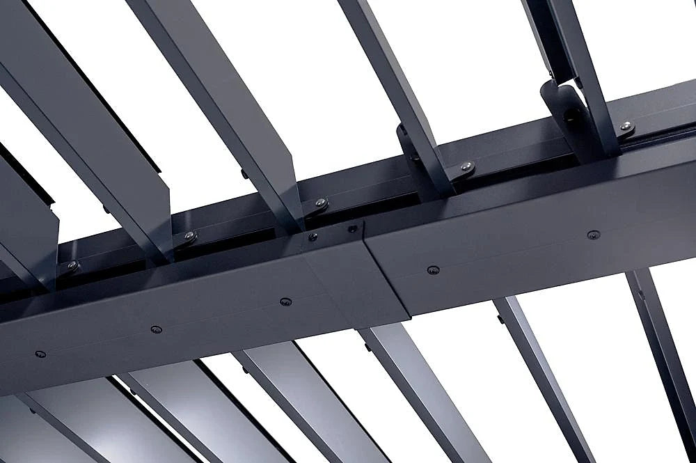 Pergola bioclimatique autoportée 4x3m aluminium gris - Lames orientables