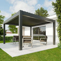 Pergola bioclimatique autoportante motorisée aluminium 4 x 4 m gris anthracite 7016 avec LED
