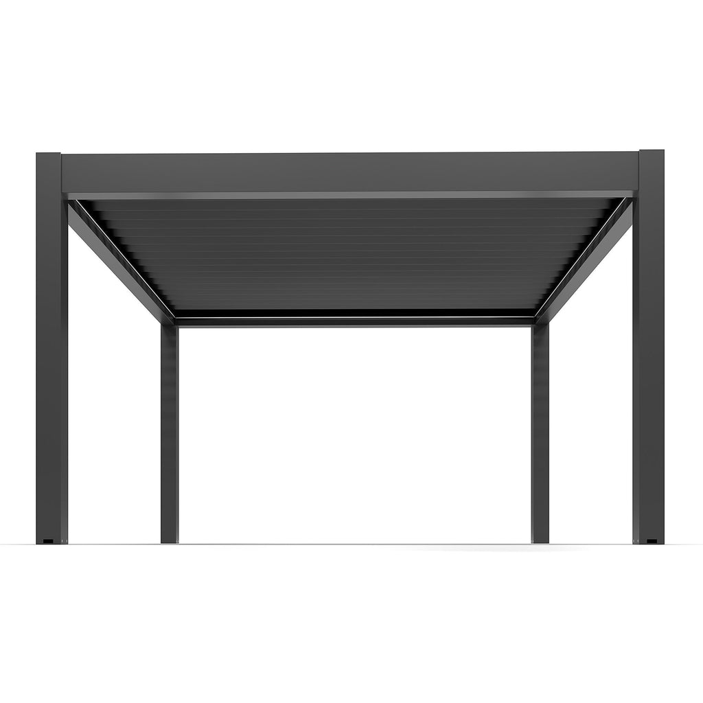 Pergola bioclimatique autoportante motorisée aluminium 4 x 4 m gris anthracite 7016 avec LED