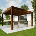 Pergola bioclimatique autoportante motorisée aluminium 4 x 4 m coloris rouille avec LED