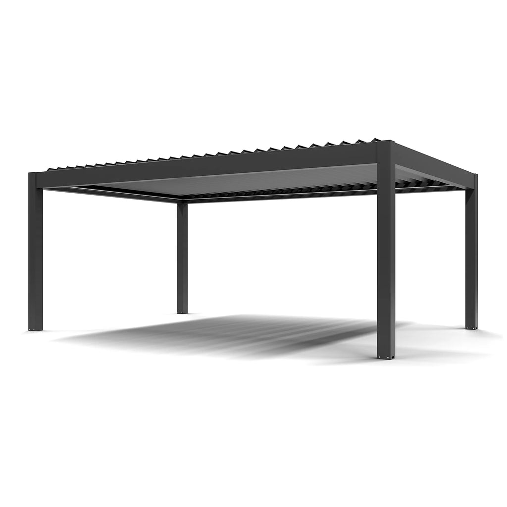 Pergola bioclimatique autoportante motorisée aluminium 4 x 6 m gris anthracite 7016 avec LED