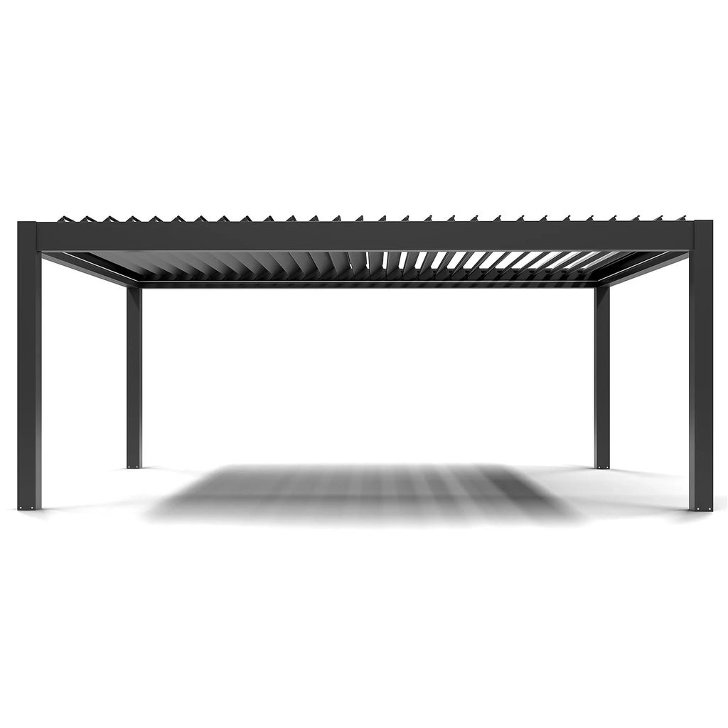 Pergola bioclimatique autoportante motorisée aluminium 4 x 6 m gris anthracite 7016 avec LED