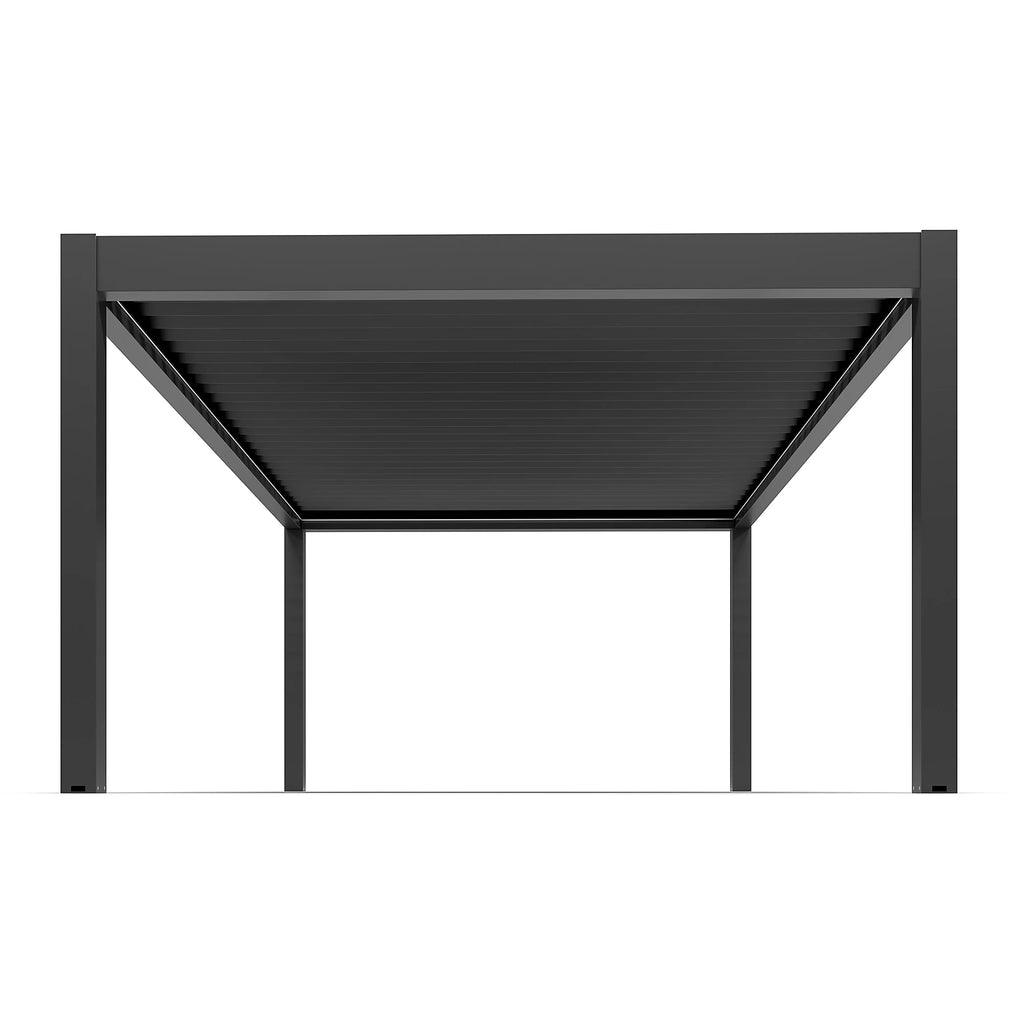 Pergola bioclimatique autoportante motorisée aluminium 4 x 6 m gris anthracite 7016 avec LED